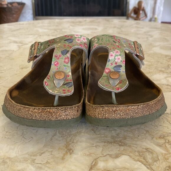 Birkenstock Birko Flor GIZEH Meadow Flowers Khaki SOFT FOOTBED - Picture 9 of 13